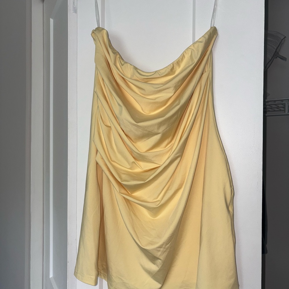 Chic Yellow Draped Dress